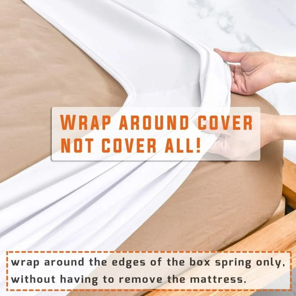 Premium Bed Box Spring Cover Update Bed Skirt Wrap Around Cover Queen Size